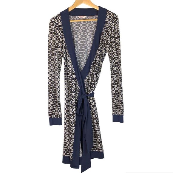EUC Original Penguin by Munsingwear women’s Small Navy Long Sleeve wrap Dress - Picture 1 of 6